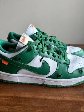 Size 9 Nike Dunk Off White/Pine Green Low-Top Sneakers
